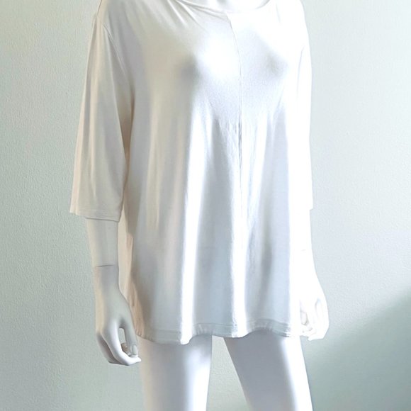 J Jill Wearever Collection Round Neck 3/4 Sleeve, White Top Tunic, L - Picture 1 of 7